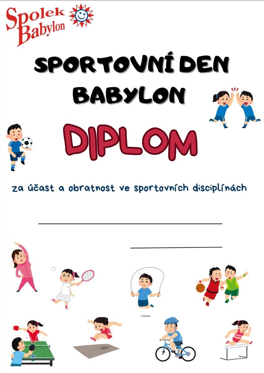 Diplom ze Sportovního dne Babylon 2025